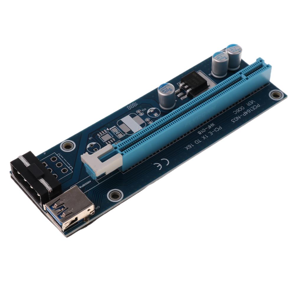 PCI-E 1X to 16X Powered Riser Adapter Card Extension +4Pin to SATA Cable