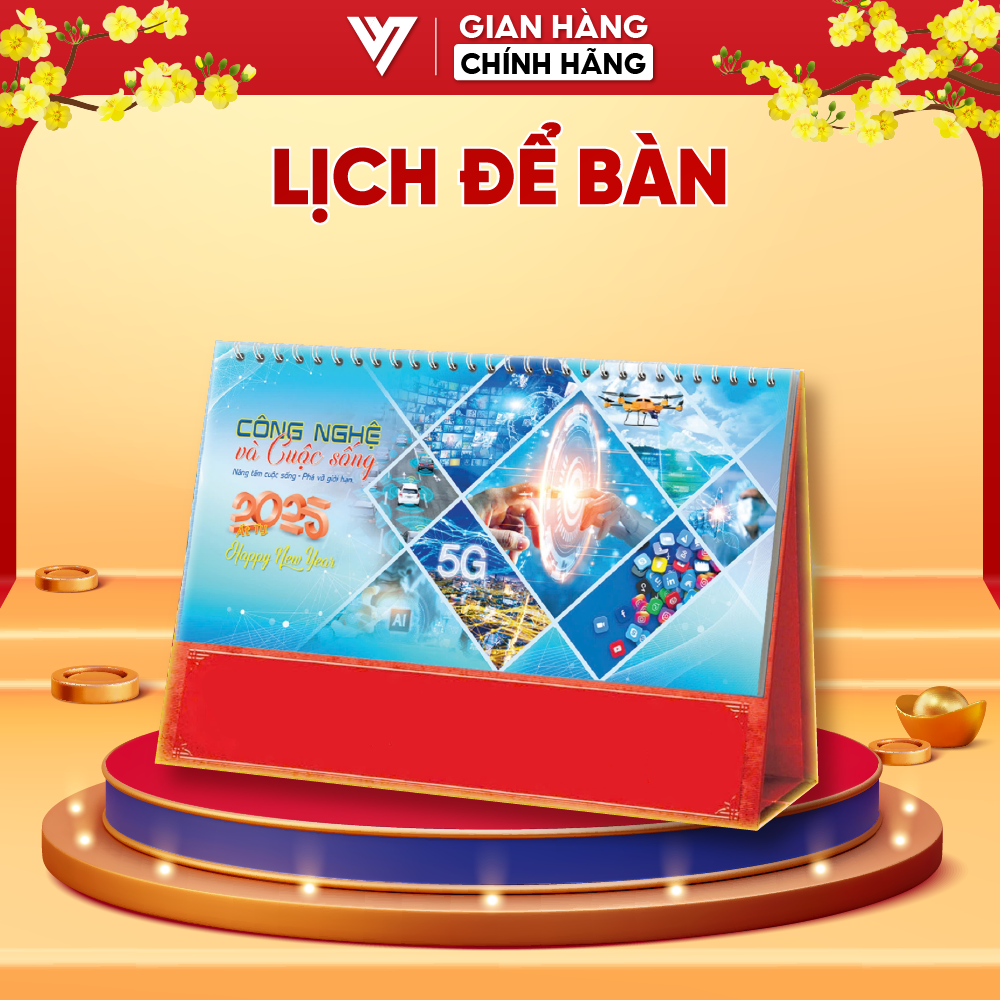 Lịch Để Bàn 2025 Có Lịch Âm Và Ghi Chú Phong Cách Đơn Giản Decor Văn Phòng