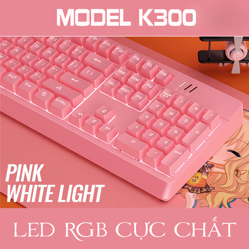 Bàn Phím Cơ Chuyên Game K300 Blue Switch Có Nắp Bảo Hộ Tùy Chỉnh Chế Độ Full Led RGB