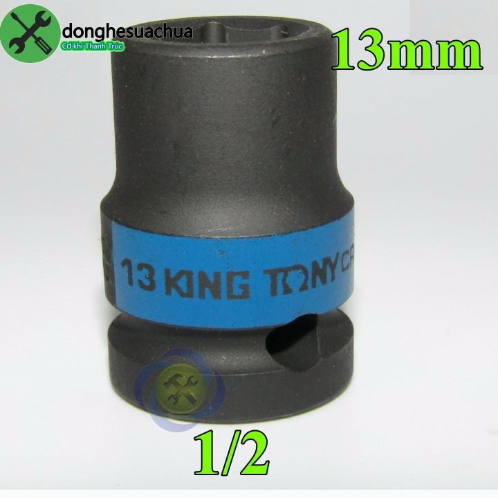 Tuýp 13mm loại 1/2 Kingtony 453513M ngắn 6 cạnh màu đen