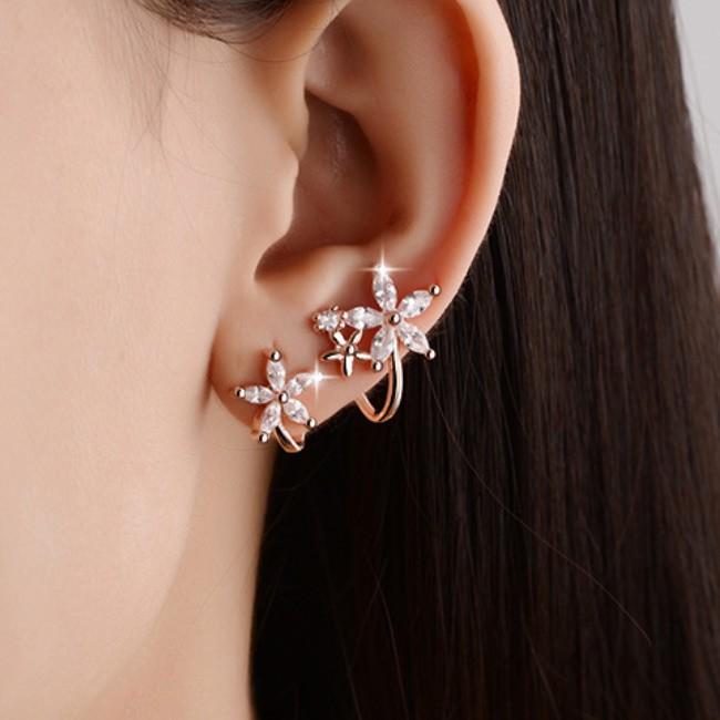 Bông tai hoa đôi nạm đá zircon BHBT278