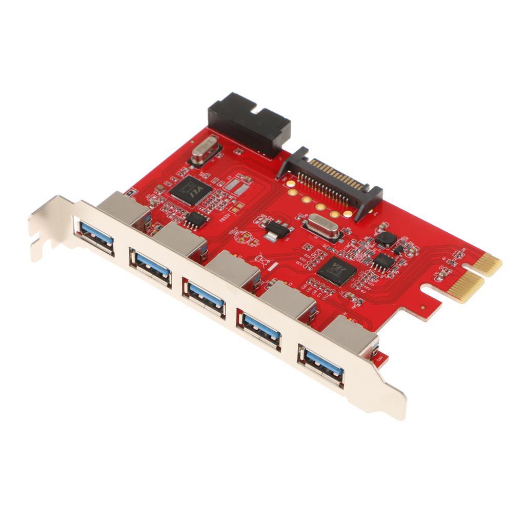 PCI-E to USB 3.0 5Port Expansion Card with 20 pin for Desktop