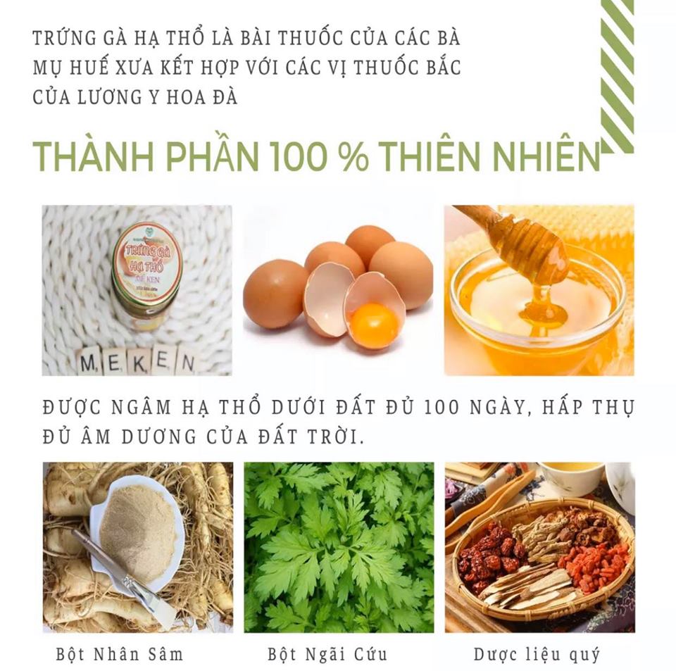 Trứng Gà Ta Hạ Thổ Mẹ Ken (ngừa nám, tàn nhang, cấp ẩm cho da, xông hơ sau sinh) 100ml