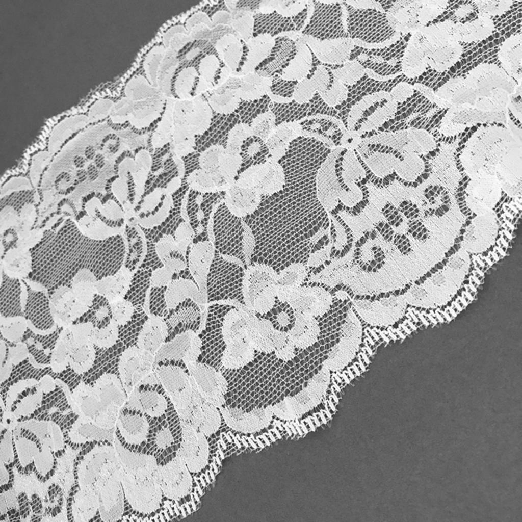 5 Yards 15cm Tiny Stretch Lace Ribbon Floral Trim Sewing Lace Fabric Applique Clothing Accessories Crafts for Bridal Wedding Veils Dress DIY