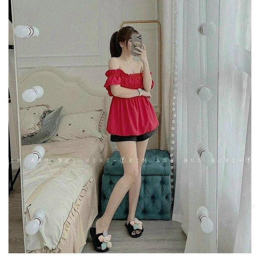 Sét bộ áo nhún ngực tay bèo và quần ngắn siêu xinh
