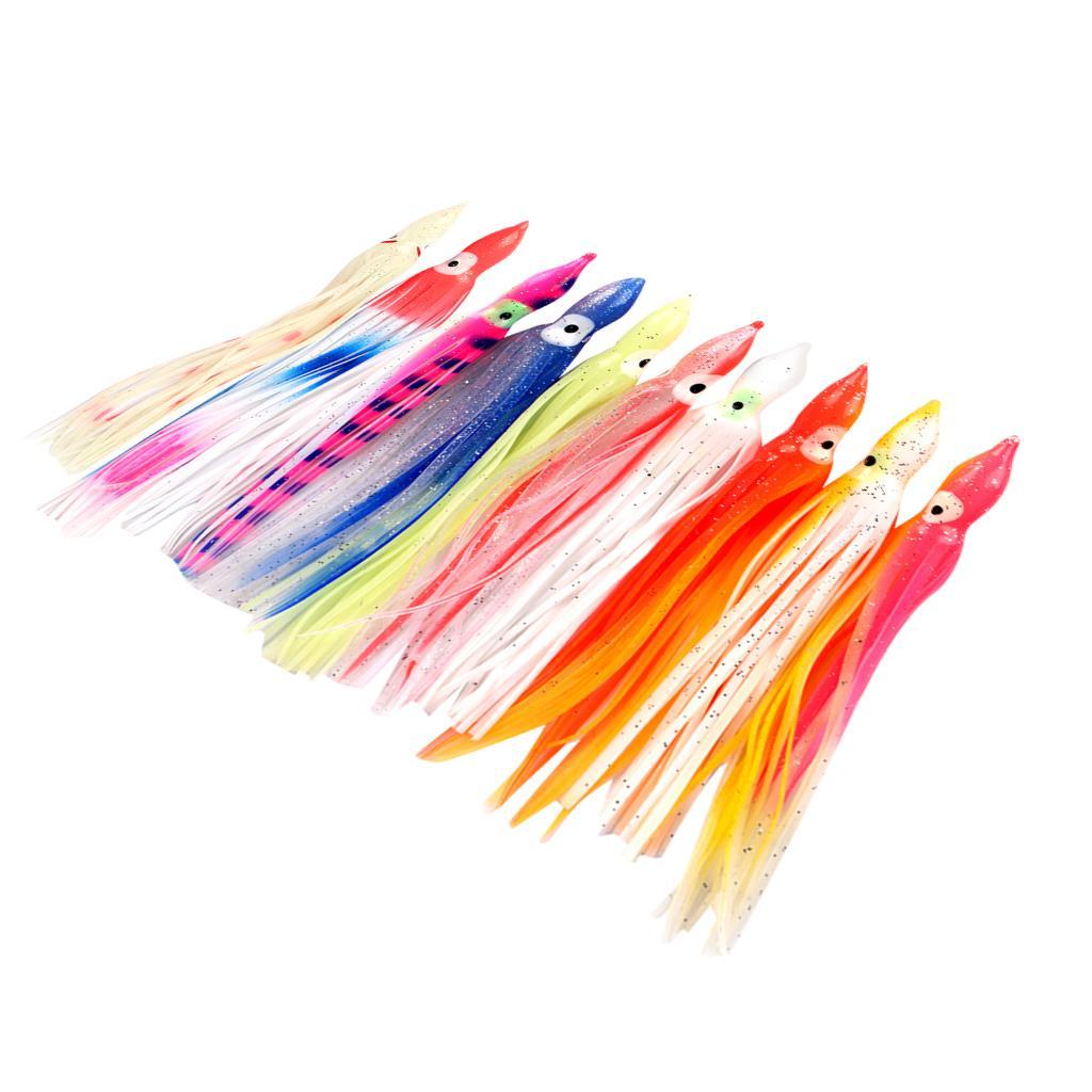2-3pack 10pcs Fishing Lures Squid Octopus Skirts Lures Soft Baits Crankbaits L