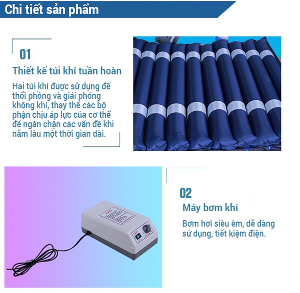 Đệm hơi chống loét,nệm hơi chống loét có khoét lỗ vệ sinh,đệm chống loét,chống hăm ,nở cho người bệnh