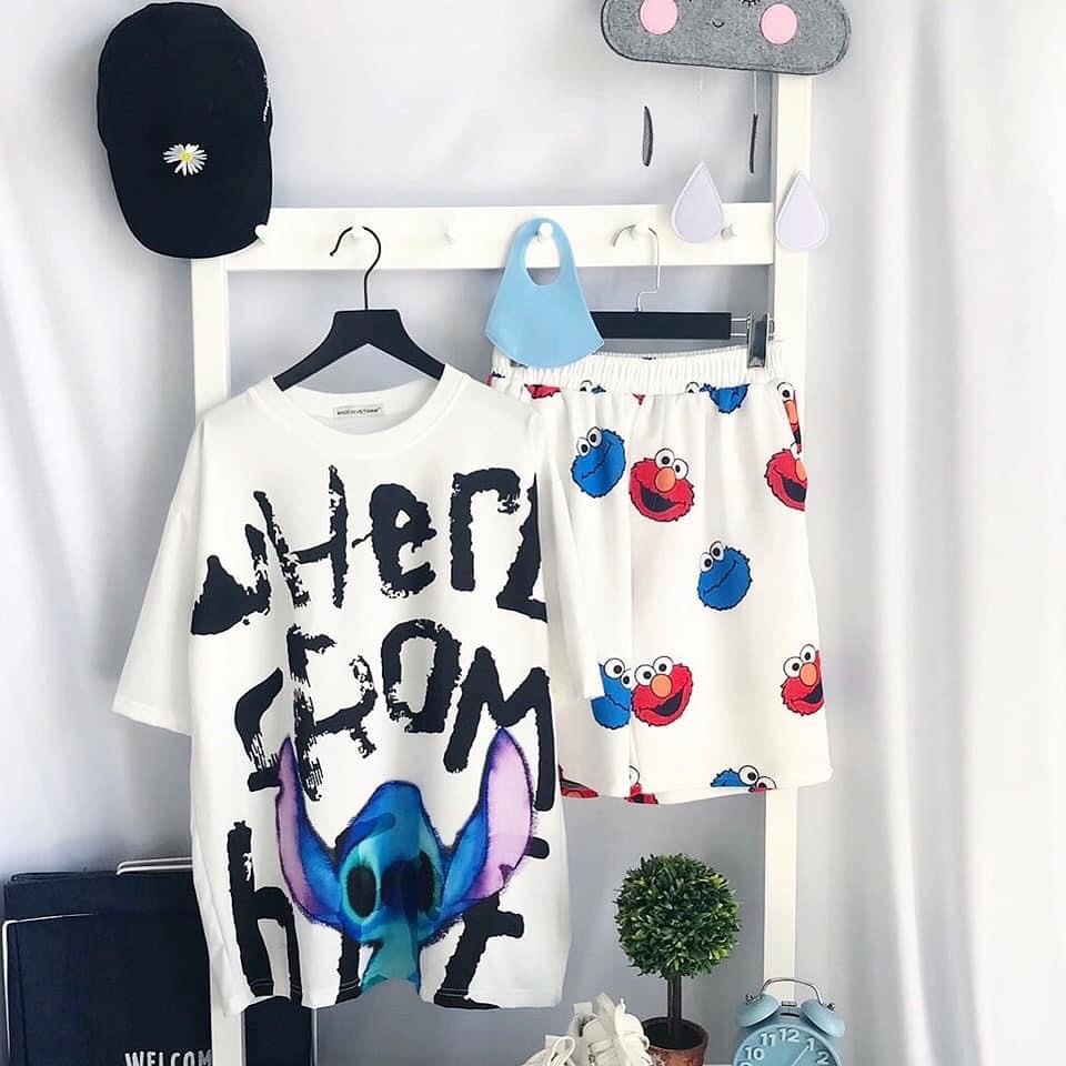 Áo tay lỡ unisex form rộng nam/nữ chất cotton tici.