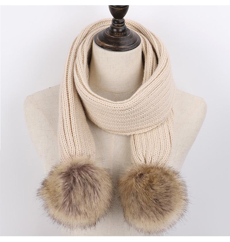 Cô Gái Mùa Đông Nón Bò Ấm Nón Len Và Khăn Phượt Bộ Trẻ Em Thật Lông Pompon Mùa Đông Mũ Giữ Ấm 50-55Cm Mũ Và Khăn Bộ