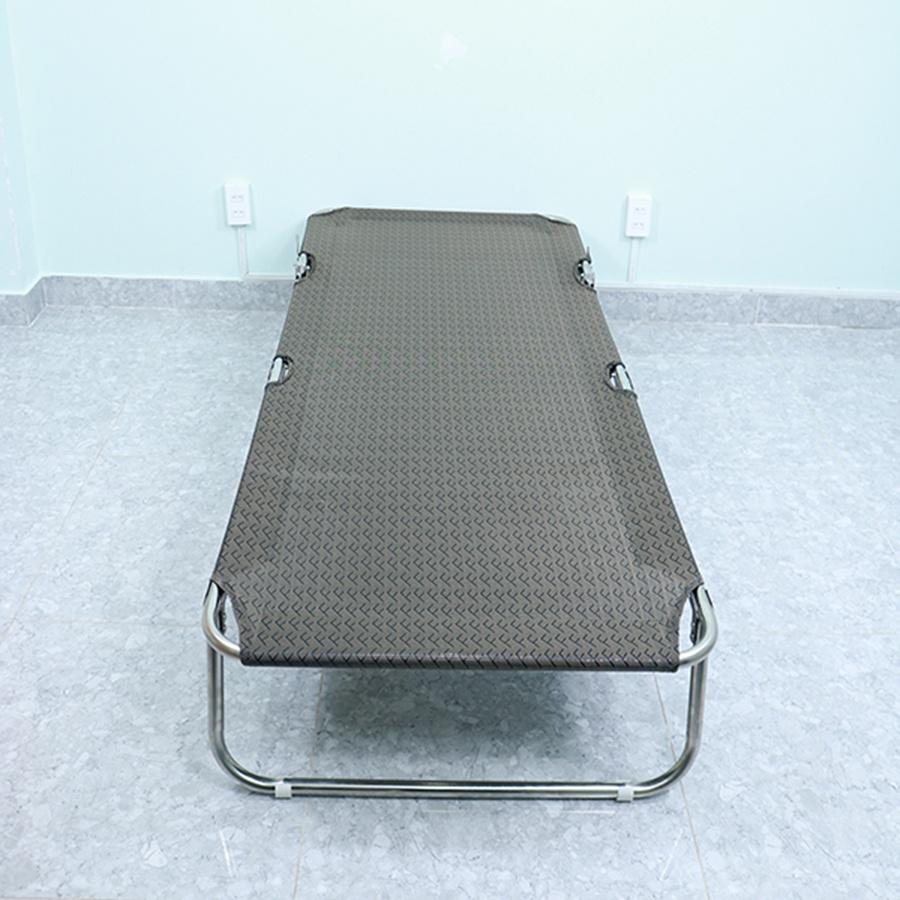 Giường xếp Inox VIP lưới thổ cẩm nằm mát lưng