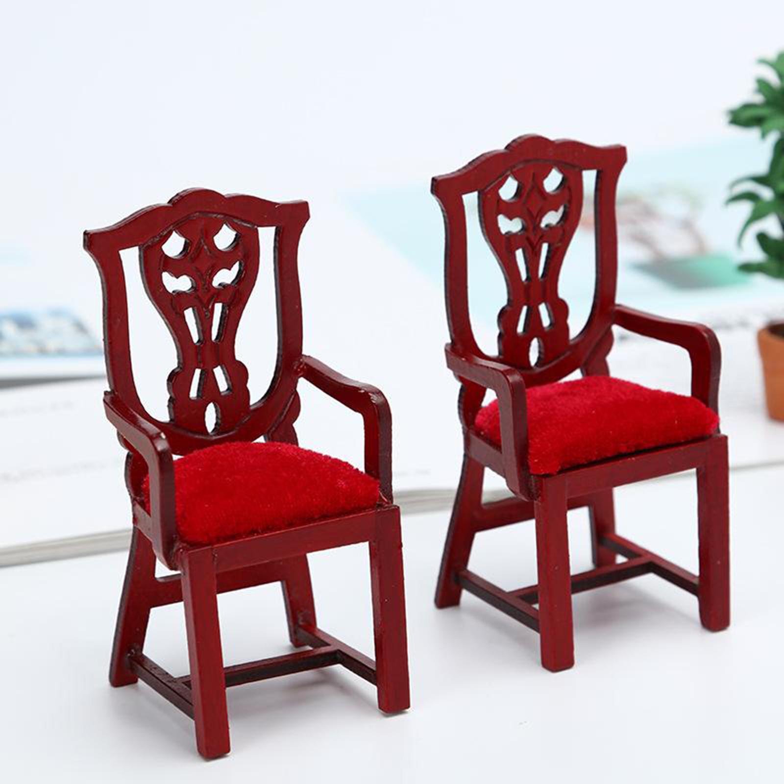 1:12 Scale Doll House Wooden Chair Model Baby Doll Room Supplies Scenery