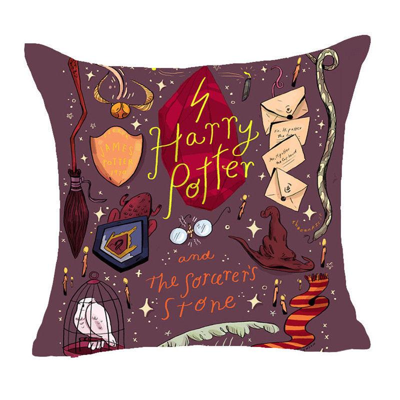 Áo Gối Bằng Vải Lanh / Cotton Với Họa Tiết Theo Phong Cách Harry Potter Dùng Trong Trang Trí Nhà
