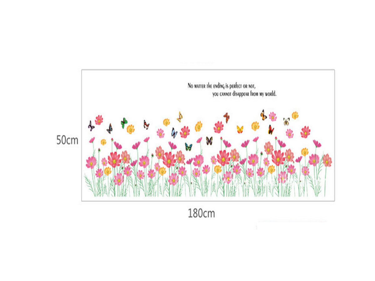 Decal dán tường chân rào hoa sắc màu ay870