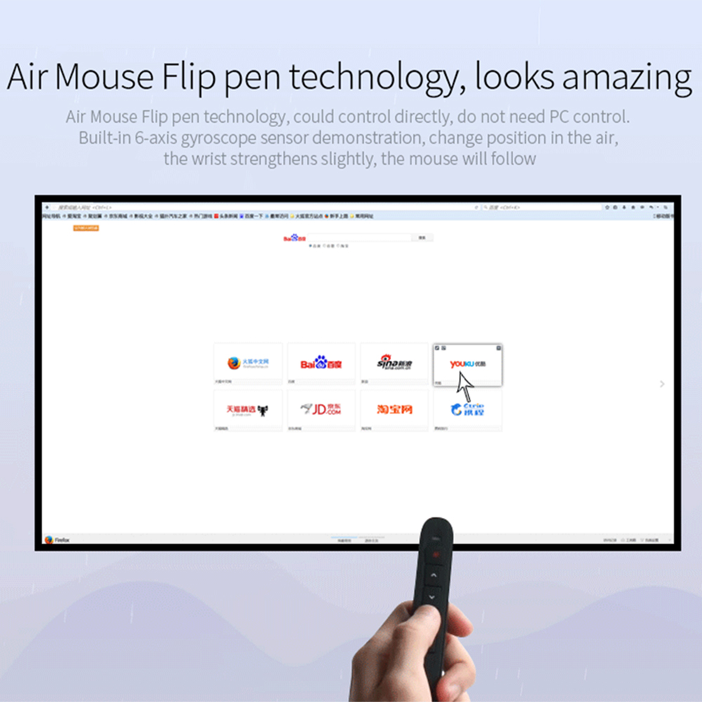 Chuột không dây 2.4GHz Flip Pen con trỏ Laser 6 Gxes/con quay hồi chuyển trình chiếu PPT