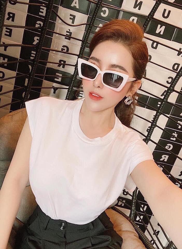 Kính râm Mắt mèo nhựa trắng đơn giản cho nữ
