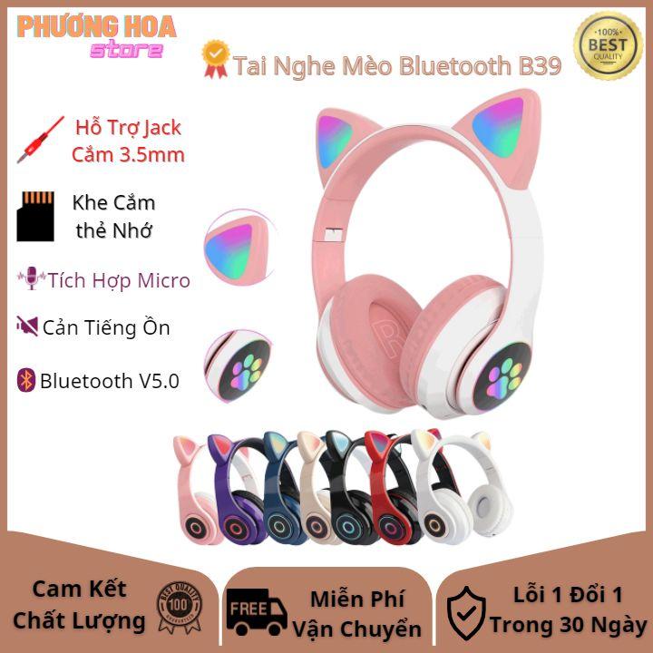 Tai Nghe Mèo Bluetooth B39M, Chụp Tai có Micro đàm thoại Dễ Thương - TN03