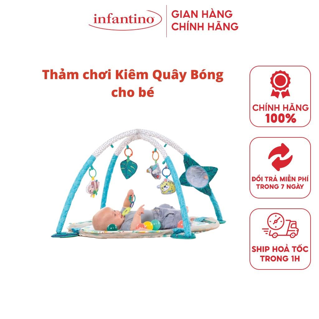 Thảm Chơi Kiêm Quây Bóng 3IN1 Jumbo INFTANTINO Cho Bé Giúp Phát Triển Các Kỹ Năng Vận Động Kèm 5 Đồ Chơi Treo Và Bóng