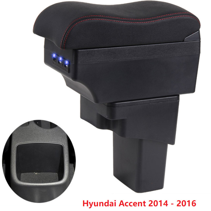 Hộp tỳ tay xe hơi, ô tô dùng cho xe Hyundai Accent 2014 - 2016 tích hợp 6 cổng USB XPD-HDAC1416