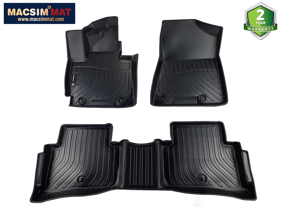 Thảm lót sàn xe ô tô Hyundai Santafe 2014-2018 Nhãn hiệu Macsim chất liệu nhựa TPE cao cấp màu đen