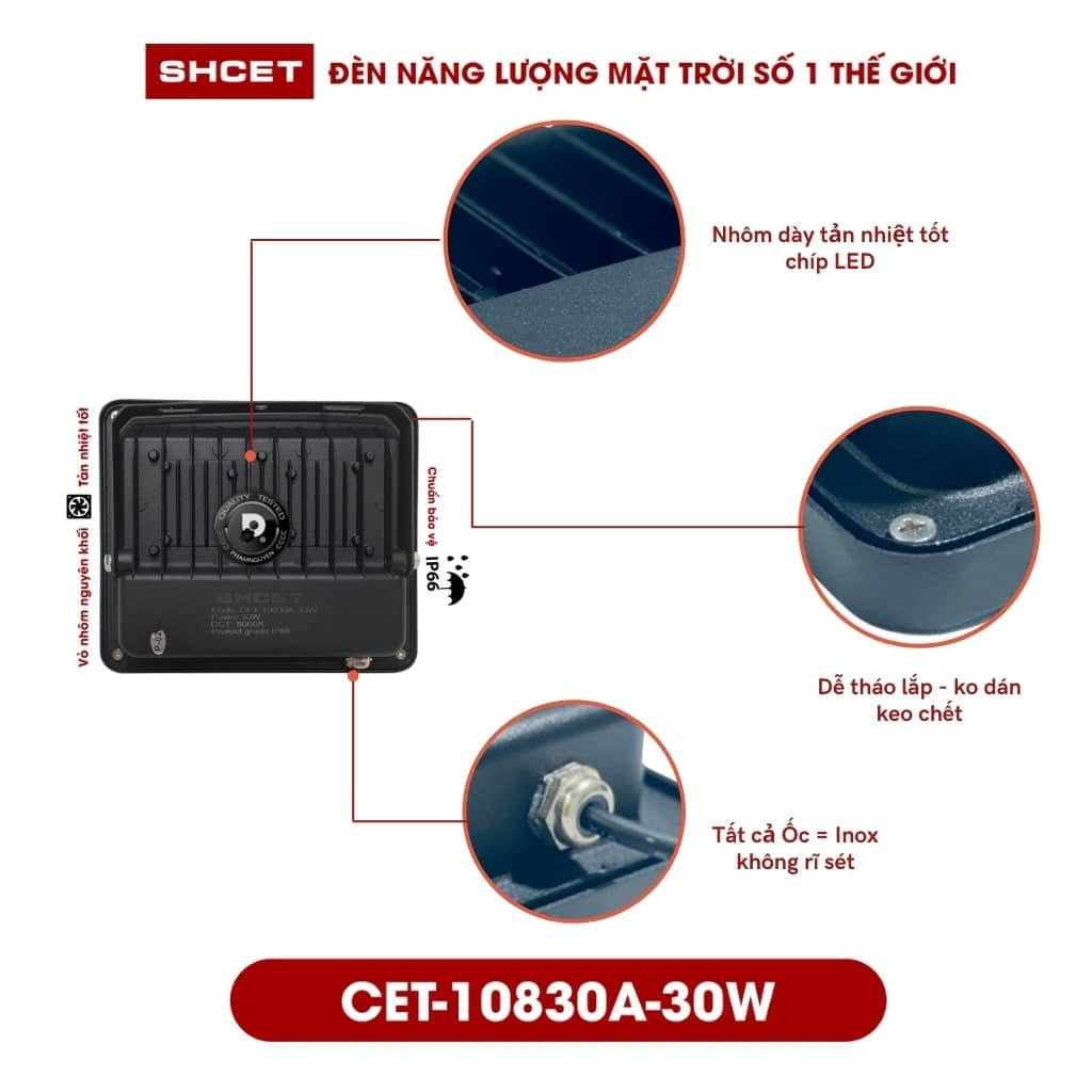 [Chính Hãng] Đèn năng lượng mặt trời 100W-200W-150W-50W-30W | Đèn pha led sáng 20-24 giờ (2 Ngày mưa) | SHCET