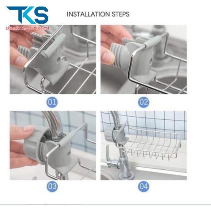 Kệ để đồ rửa chén cạnh vòi rửa chất liệu inox 304 chắc chắn