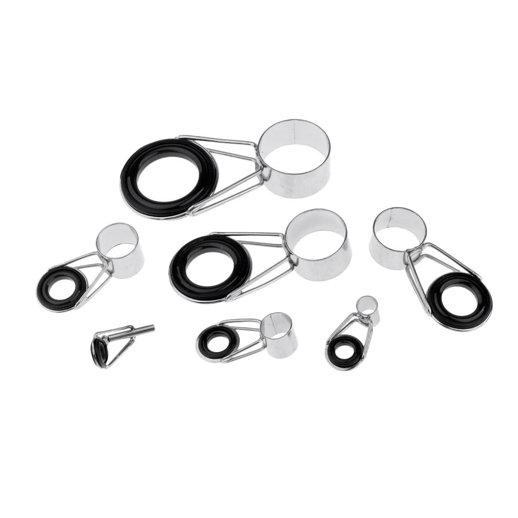 14Pcs Fishing Rod Guides Tip Tops Repair Ceramic Ring Rod Building Eye Rings