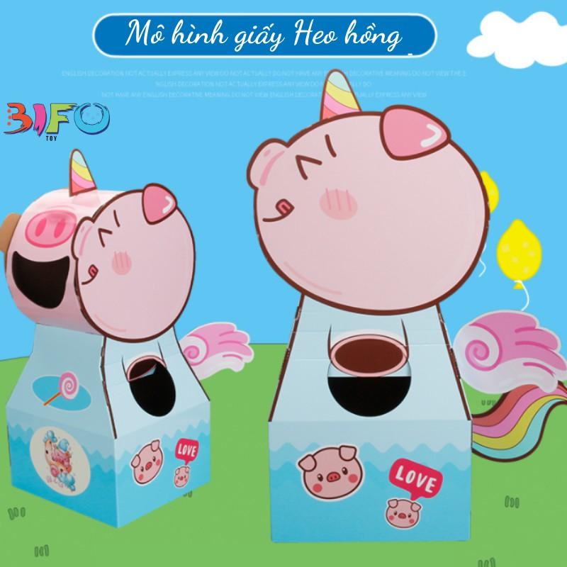 Mô hình đồ chơi hóa trang hình khủng long, heo peppa, Poli ngộ nghĩnh, bìa carton tự lắp thân thiện môi trường