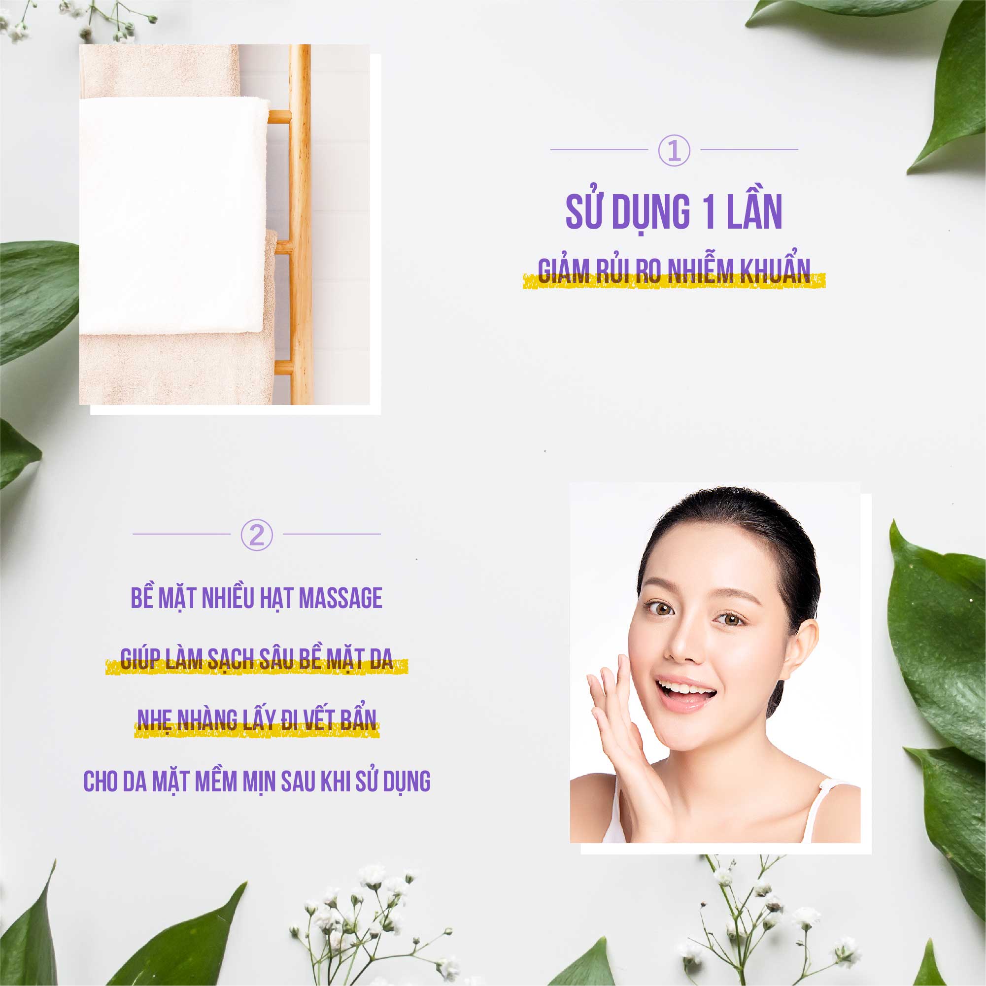 {SẢN PHẨM MỚI} Khăn Lau Mặt Tiện Dụng Pop-Puf Vải 100% Cotton 40 Miếng/Bao