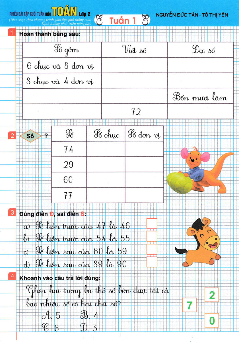 PHIẾU BÀI TẬP CUỐI TUẦN MÔN TOÁN LỚP 2