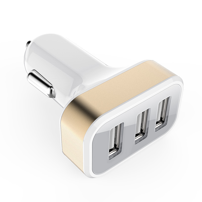 Củ sạc trên ô tô hợp kim nhôm 4.1A thông minh bộ sạc điện thoại với 3 đầu USB dung lượng lớn