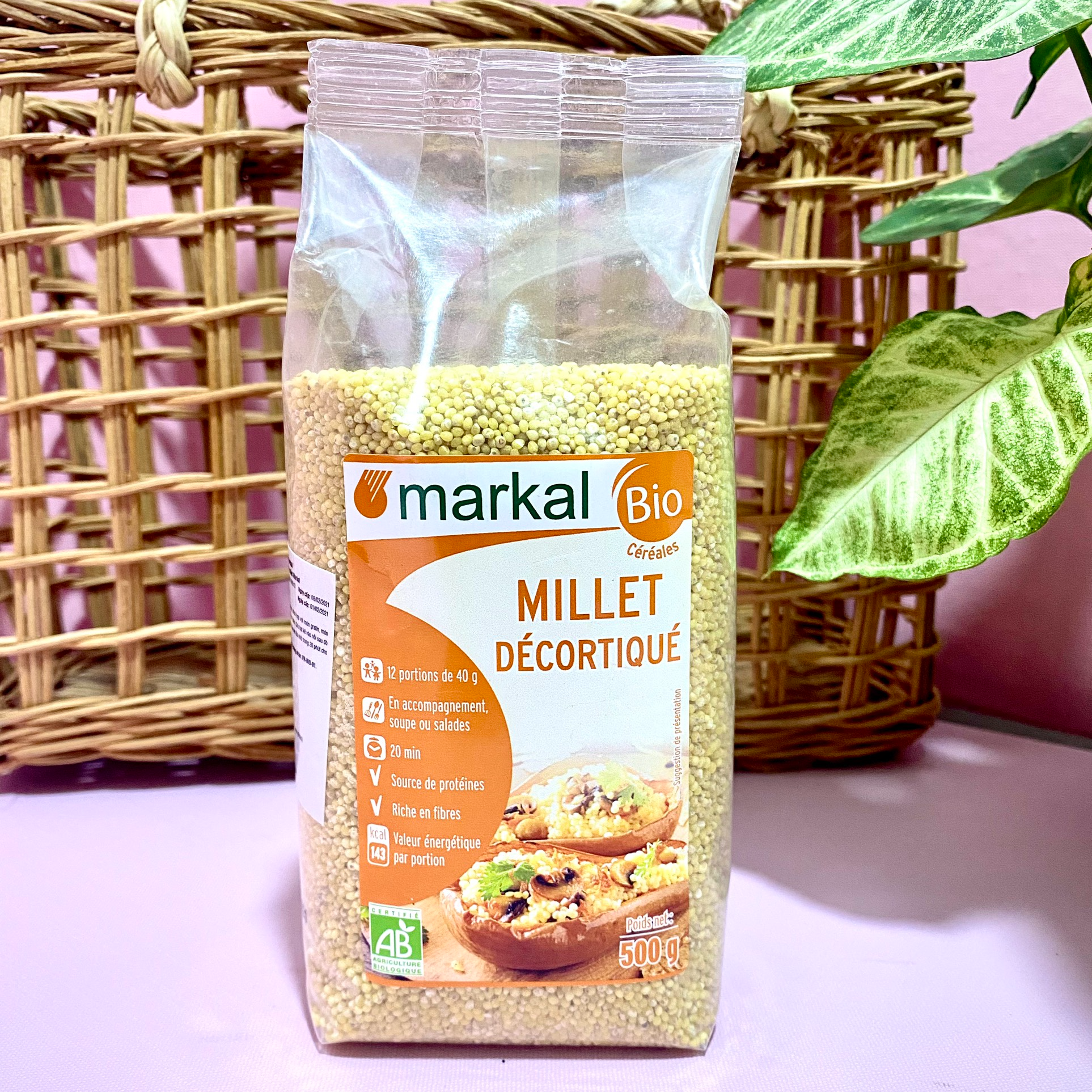 Hạt kê đã bóc vỏ hữu cơ Markal 500g