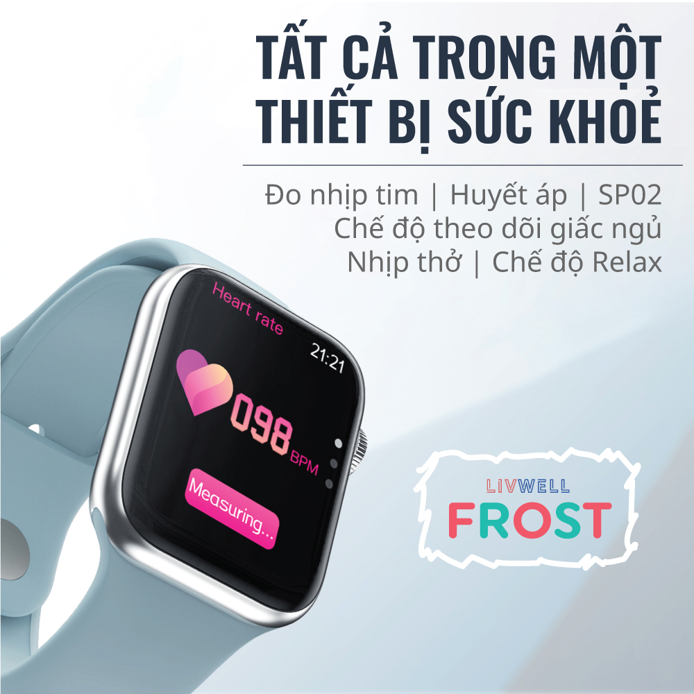 Đồng hồ thông minh LivWell Frost - Hàng Chính Hãng - Bảo Hành 12 Tháng 1 Đổi 1 - XÁM LẠNH