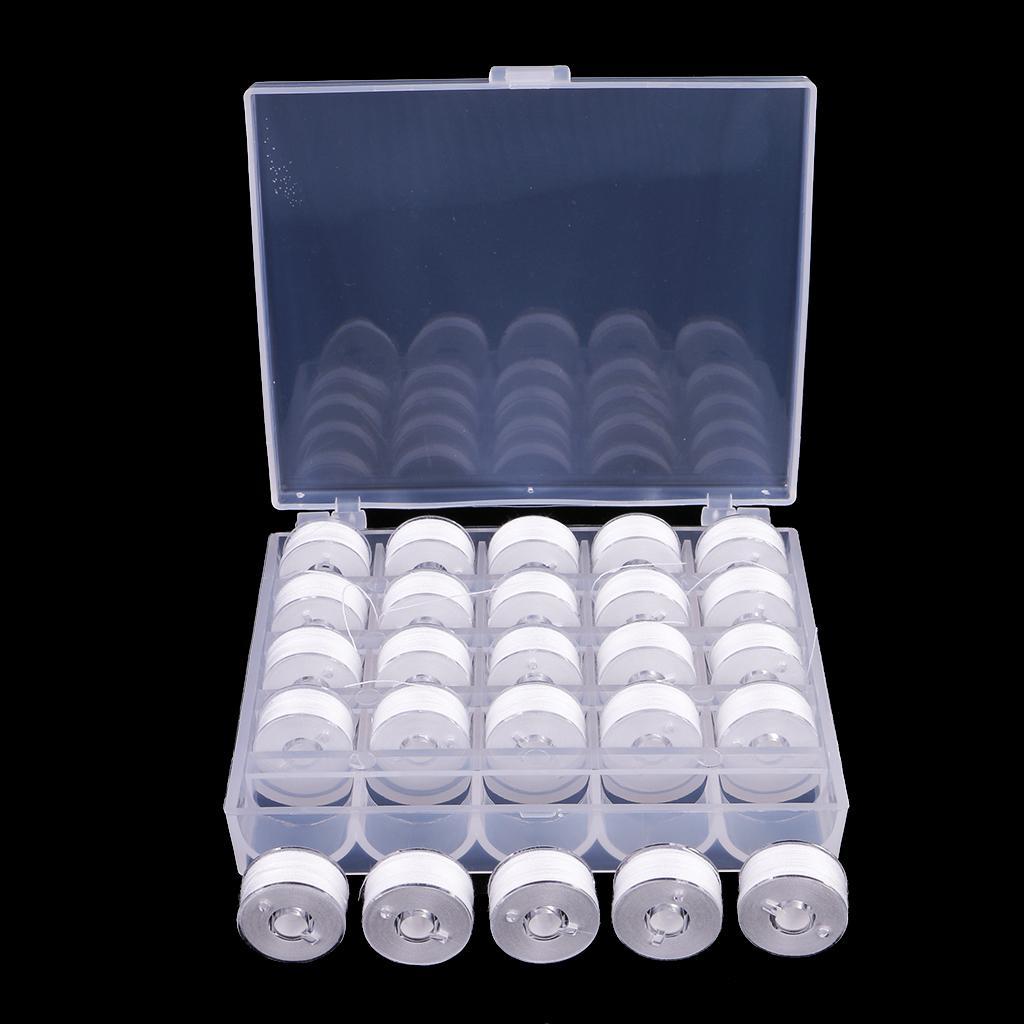 50Pcs Polyester Sewing Machine Thread String Bobbins with Plastic Case
