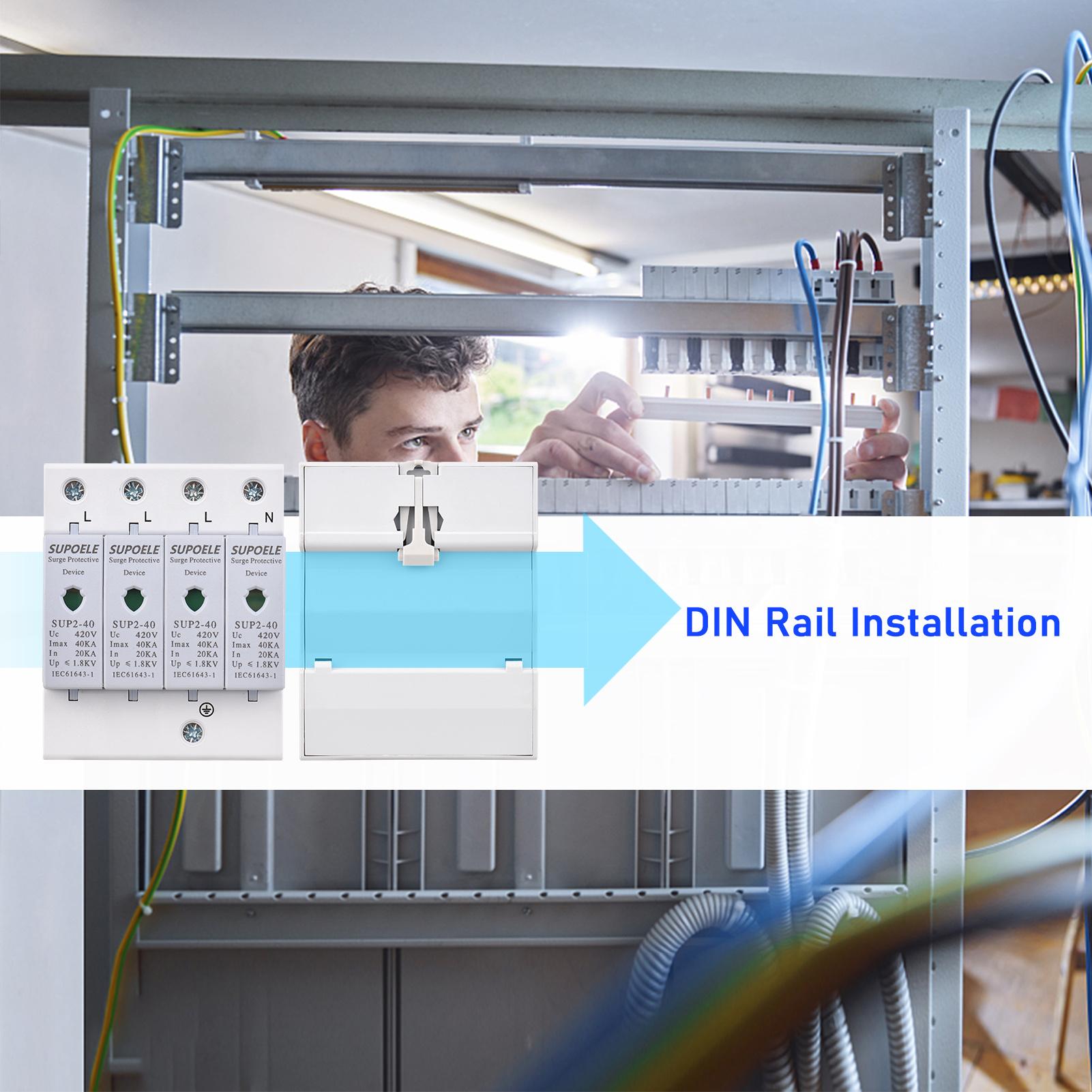 AC 420V Chống Sét Thiết Bị Bảo Vệ 4P 40KA Chống Sét Hộ Gia Đình Chống Sấm Bảo Vệ Phá DIN Rail Lắp Đặt