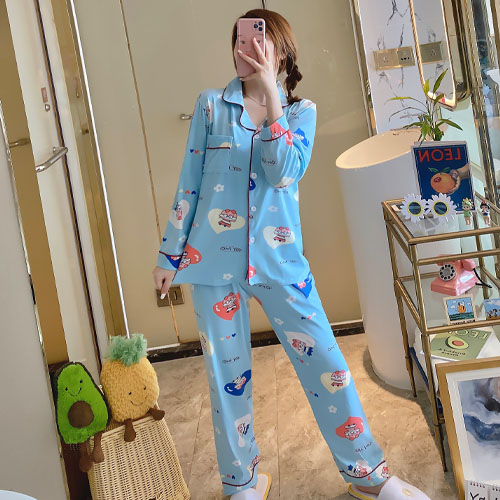 Đồ bộ dài đồ mặc nhà pijama họa tiết mèo tim đáng yêu siêu cute mẫu mới 2020