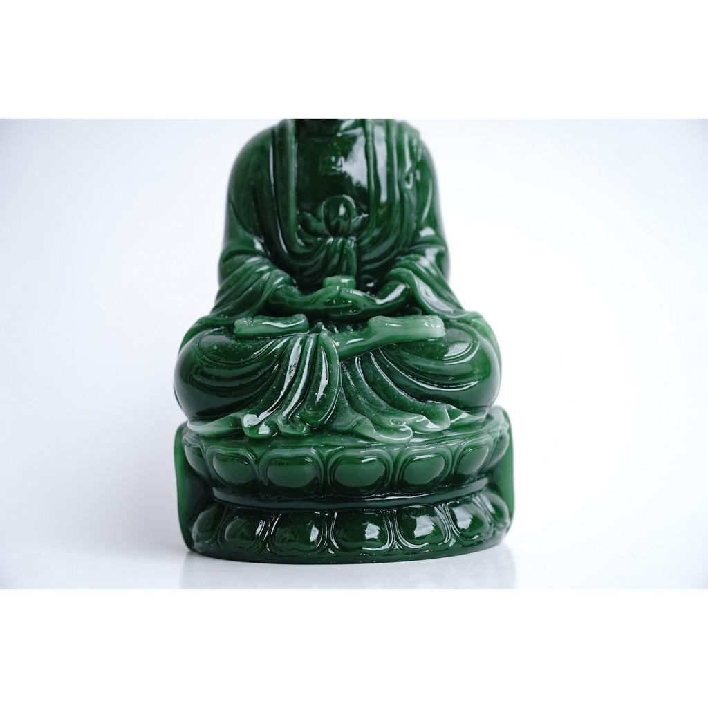Tượng Phật A Di Đà ngồi ngọc xanh - Cao 15cm