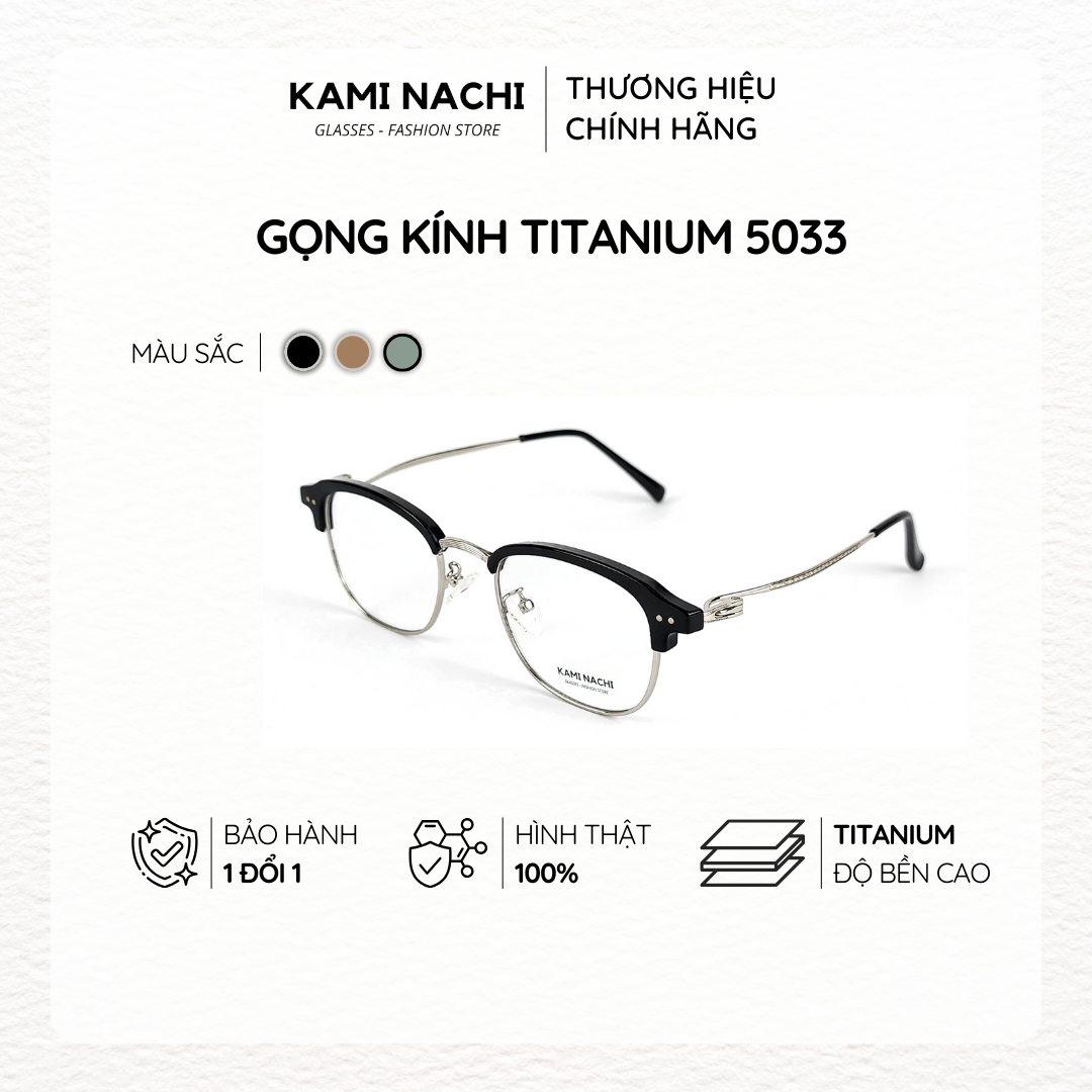 Gọng kính Xuân Hè mới KAMI NACHI 5033, chất liệu nhựa phối kim loại