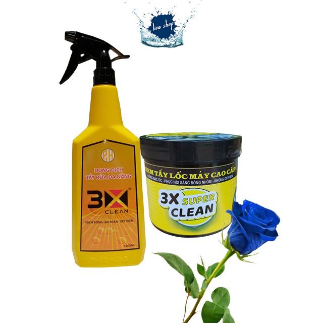 Dung Dịch Tẩy Rửa Đa Năng 3 X Clean + 3 X Super Clean, Kết Hợp Làm Sạch Toàn Thân Xe Ô Tô, Xe Máy