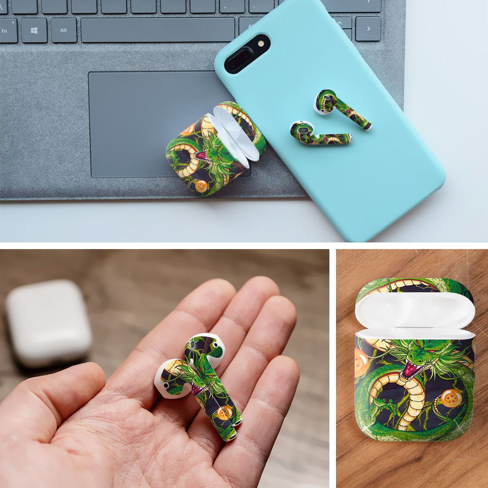 Miếng dán skin chống bẩn cho tai nghe AirPods in hình Dragon Ball - 7vnr003 (bản không dây 1 và 2)