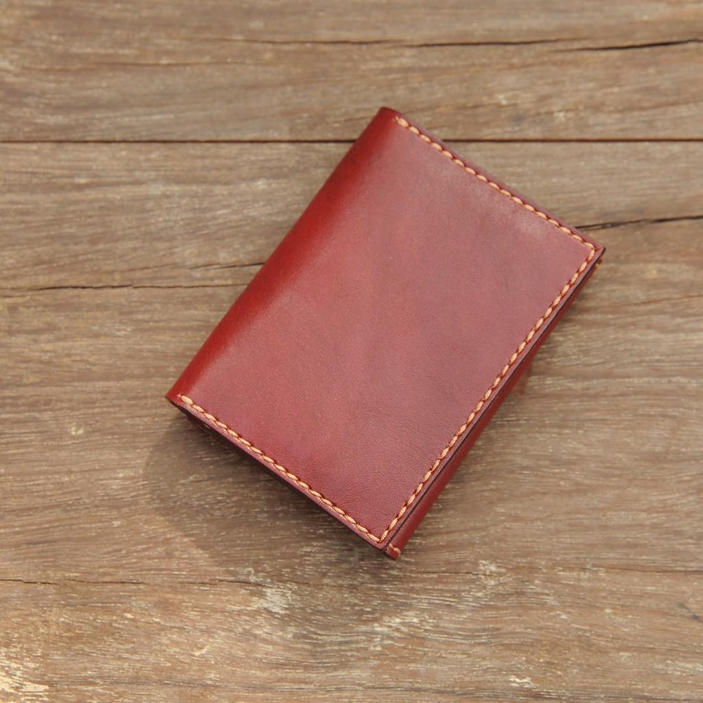 Ví nữ mini màu đỏ đô - Đồ da handmade - DT640