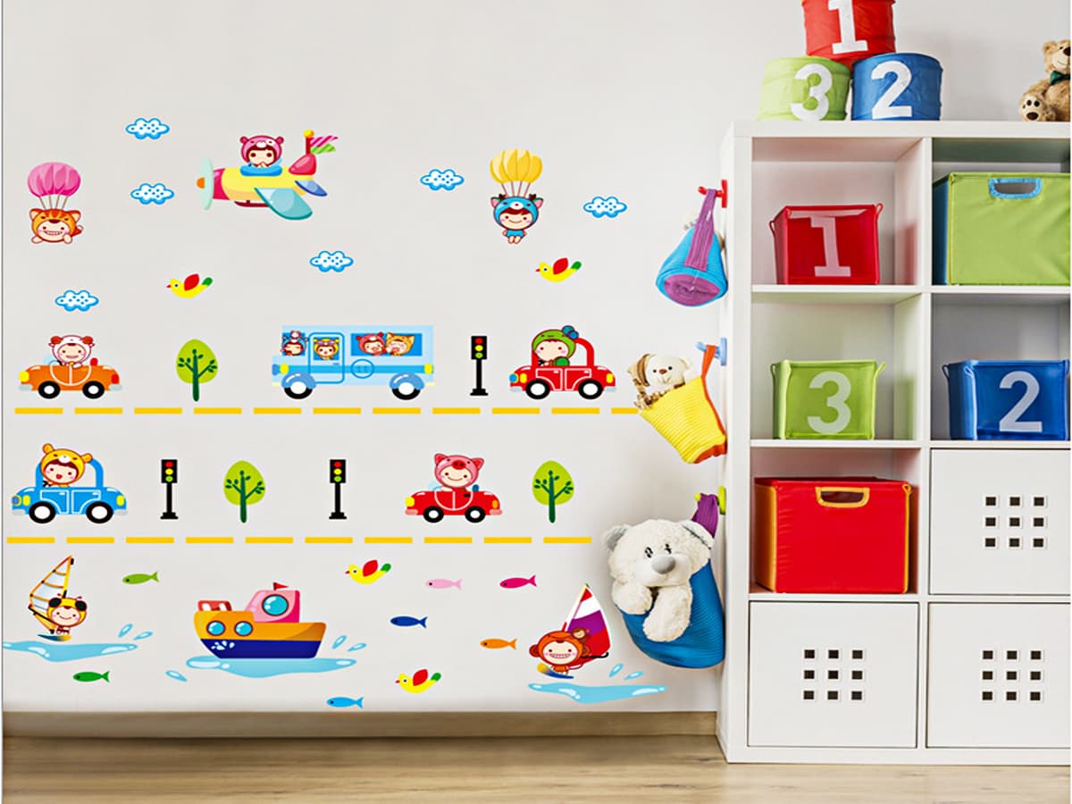 DECAL DÁN TƯỜNG XE GIAO THÔNG