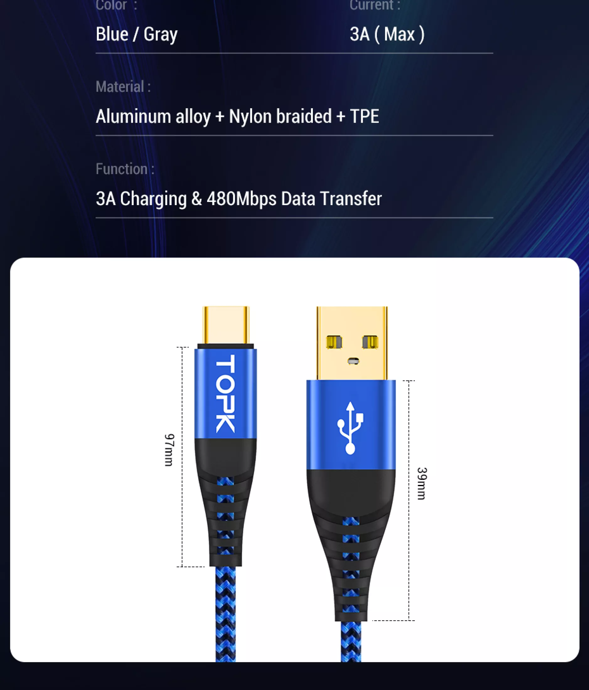 [HÀNG CHÍNH HÃNG] Cáp Sạc Nhanh TOPK AN24 USB- Micro Cho HUAWEI P40 OPPO A91 Samsung Galaxy M31 - Phân phối bởi TOPK VIỆT NAM