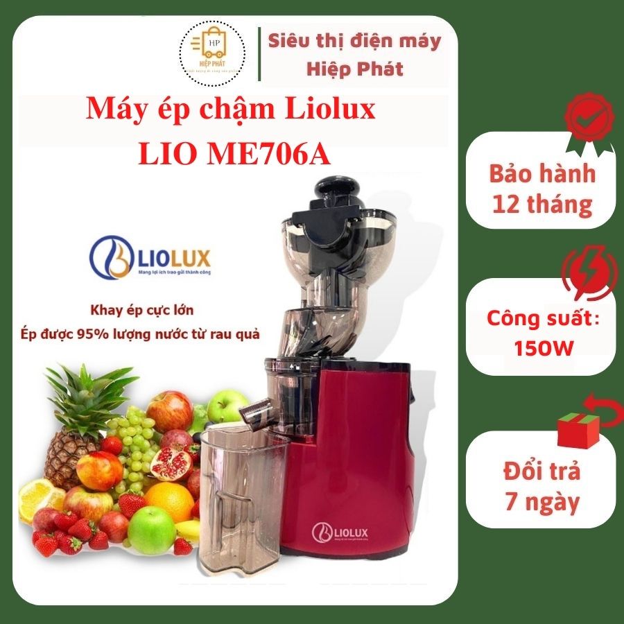 Máy Ép Chậm Hoa Quả Liolux LIO ME706A, Ép Kiệt 95% Lượng Nước Từ Rau Quả, Khay Cực Lớn, Máy ép trái cây, Dễ Dàng Tháo Lắp Vệ Sinh - Hàng chính hãng