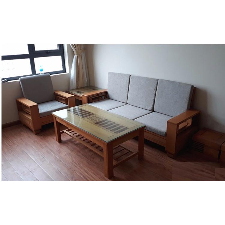 Bộ bàn ghế phòng khách sofa gỗ sồi hiện đại