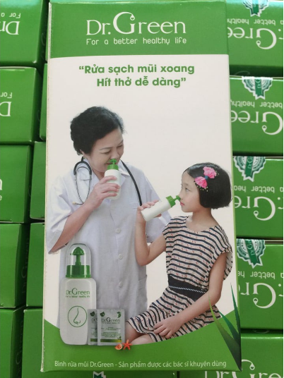 Bình rửa mũi dr.green kèm 10 gói muối lô hội