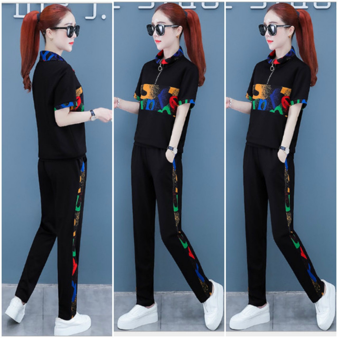 BỘ THUN THỂ THAO HỌA TIẾT GỢN SÓNG KHÓA KÉO