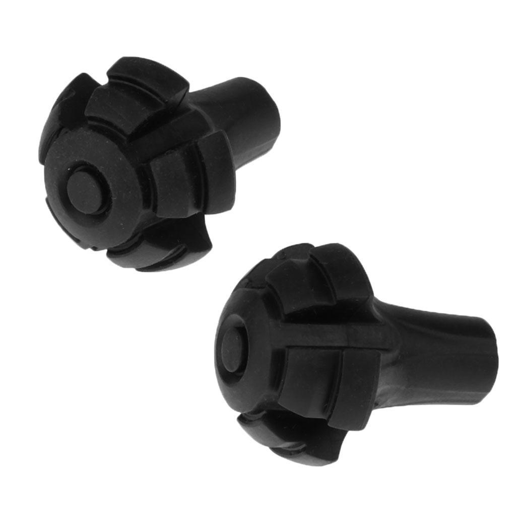 2X 2x Rubber Round Tip End  for Walking Trekking Stick Cane Pole Pin Crutch