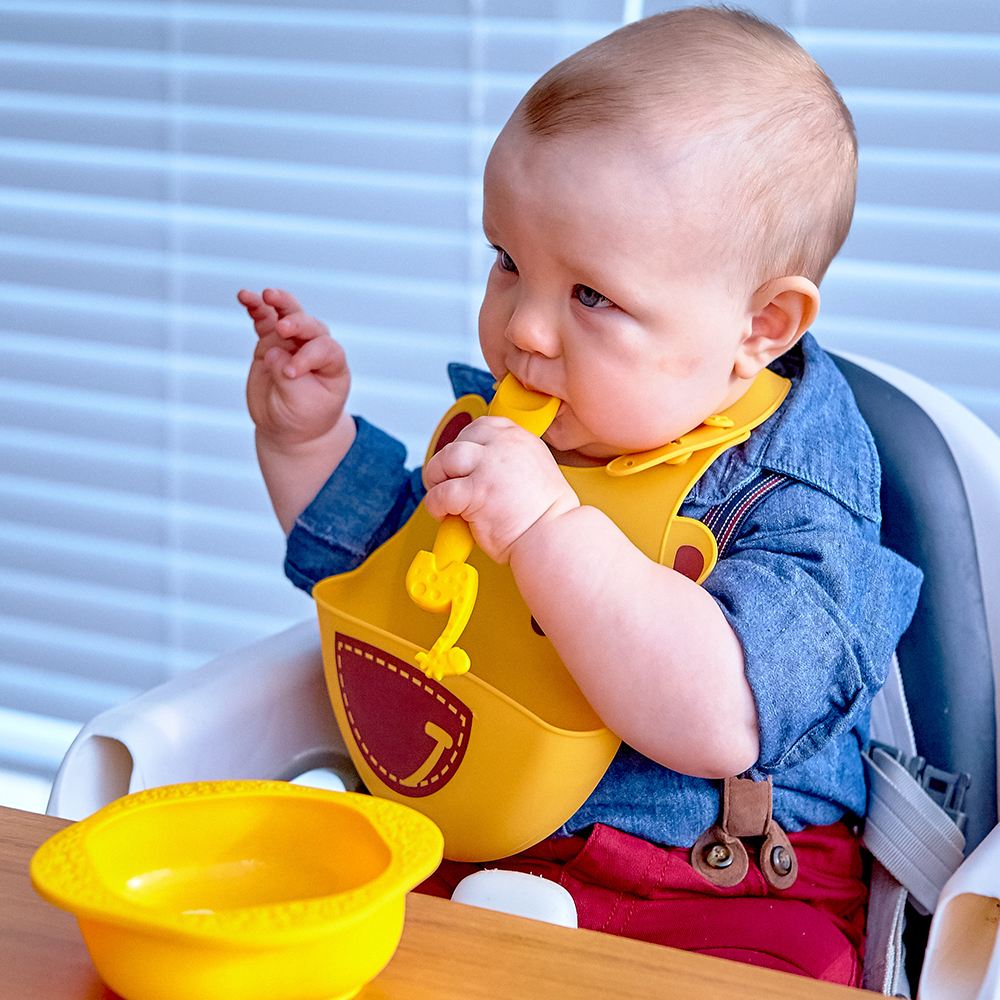 Bộ đồ dùng ăn dặm silicon Baby Marcus & Marcus, cho bé từ 6 tháng