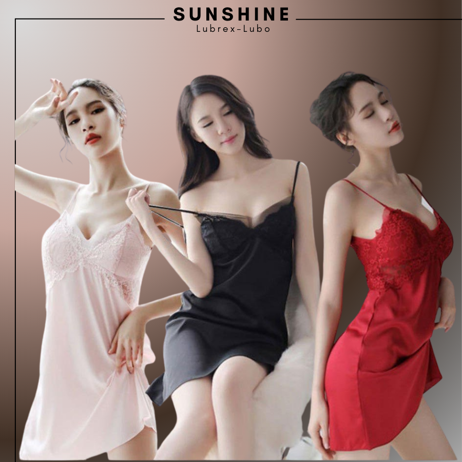 Váy ngủ hai dây phi lụa  sexy cao cấp Đầm mặc nhà gợi cảm quyến rũ có mút ngực- SUNSHINE SXDN1161