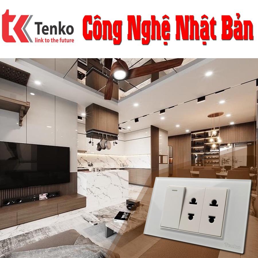 Công Tắc và Ổ Cắm Điện Âm Tường Đẹp Mặt Kính Cường Lực Cao Cấp TENKO Thương Hiệu Nhật